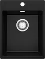 Produktbild: PRIMAGRAN Spülbecken Schwarz 38x50cm, Granitspüle 1 Becken + Ablauf-Set, Küchenspüle ab 40er Unterschrank - Riga S001
