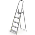Produktbild: Stehleiter Dura 5 Sprossen aus Aluminium, leicht und zusammenklappbar, Antirutschbeschichtung, Plattformhöhe 97cm, Höchstbelastung 150kg. - Hoström