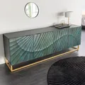 Produktbild: riess-ambiente Massives Sideboard SCORPION 180cm türkis Mangoholz gold Metall 3D Schnitzereien Kommode Schrank Anrichte