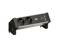Produktbild: Bachmann DESK2 ALU BLACK 2x Schutzkontakt 1x USB-Charger Steckdosenleiste (Kabellänge 0.2 m)
