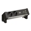Produktbild: BACHMANN 937.111 DESK2 ALU BLACK 2x Schutzkontakt + USB Doppelcharger