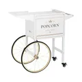 Produktbild: Royal Catering Popcornwagen mit Fach und Ablage im eleganten Retrodesign in Weiß & Gold Arbeitsfläche: 37 x 51 cm Arbeitshöhe: 88 cm 2 Bremsen Wagen für Popcornmaschine Popcorntrolley