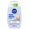Produktbild: NIVEA Baby Gute Nacht Lotion, Bodylotion pflegt zarte Babyhaut mit Mandelöl, Vitamin E, C und B5, vegane Babylotion mit hypoallergener Formel ohne Parabene und Mikroplastik (200 ml)