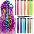 Produktbild: Farbige Haarverlängerung 26 Farben Haarsträhnen Zum Einklipsen Mit Kamm 55cm ...