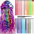 Produktbild: Farbige Haarverlängerung, 26 Farben Haarsträhnen Zum Einklipsen Mit Kamm, 55cm H