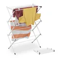 Produktbild: Relaxdays Wäscheständer, klappbar, 11 Stangen, HBT 104x73x38 cm, innen, Metall, platzsparender Turmwäscheständer, weiß