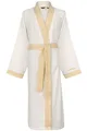 Produktbild: Bademantel Kimono aus 100% Frottee Baumwolle | Aymando Luxus Morgenmantel mit gestickten Ornamenten in Gold, Bindegürtel, Geschenkverpackung | Für Damen und Herren, Größe S, Weiß