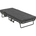Produktbild: Klappbett Gästebett Mit Rollen, 10 Cm Matratze, Abdeckung, Reisebett Mit Seitentasche Dunkelgrau 190 X 80 X 42 Cm - Homcom