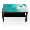 Produktbild: DEQORI Couchtisch 'Sirithan Strand in Krabi', Glas Beistelltisch Glastisch modern blau|schwarz 90 cm x 46 cm x 55 cm