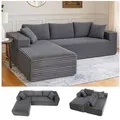 Produktbild: COMHOMA Sofa Big-Sofa, L-förmige Sofa, Couch Ecksofa, Chaiselongue Schlafsofa, mit tiefer Sitzfläche und breiten Armlehnen, Cordstoff grau