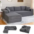 Produktbild: COMHOMASofa Big-Sofa, L-förmige Sofa, Couch Ecksofa, Chaiselongue Schlafsofa mit tiefer Sitzfläche und breiten Armlehnen, Cordstoff dunkelgrau-R - Grau