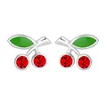 Produktbild: Elli Ohrringe Kinder Ohrstecker Kirschen mit Emaille und Kristallen in 925 Sterling Silber