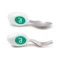 Produktbild: doddl 2-teiliges Löffel- und Gabelset - Kleinkinderbesteck in wenigen Minuten erlernen, Kleinkinderbesteck ab 1 Jahr, Baby-geleitete Abstillhilfen, Aqua