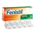 Produktbild: Fenistil Dragees, Dimetindenmaleat 1 mg pro überzogener Tablette, lindert Symptome bei allergischem Schnupfen und windpockenassoziiertem Juckreiz, 20 St.