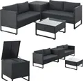 Produktbild: Juskys Polyrattan Lounge Santorini - Sitzecke mit Beistelltisch & Auflagenbox - Schwarz