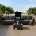 Produktbild: Juskys Polyrattan Lounge für 4 Personen – Outdoor Gartenmöbel Set Santorini mit Beistelltisch & Auflagenbox, wetterfeste Lounge Möbel als Balkonmöbel Sitzecke – Schwarz