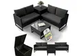 Produktbild: Juskys Gartenlounge-Set Santorini, (4-tlg), Polyrattan Sitzgruppe mit Beistelltisch & Auflagenbox, wetterfest
