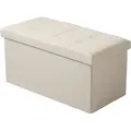 Produktbild: Woltu Sitzhocker Mit Stauraum Sitzbank Faltbar Truhen Aufbewahrungsbox, Deckel Abnehmbar, Gepolsterte Sitzfläche Aus Leinen, 76x37,5x38 Cm, Cremeweiß
