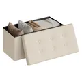 Produktbild: WOLTU Sitzhocker mit Stauraum Sitzbank faltbar Truhen Aufbewahrungsbox, Deckel abnehmbar, Gepolsterte Sitzfläche aus Leinen, 76x37,5x38 cm, Cremeweiß