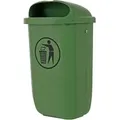 Produktbild: Abfallbehälter Mit Regenhaube, Volumen: 50 L, Farbe: Grün, Abmessung: 432 X 334 X 745 Mm, Mülleimer Zur Montage An Pfählen, Masten Und Wänden, Spritzgussverfahren Nach Din 30713 - Stier