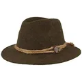 Produktbild: Breiter Original Herren Trachtenhut, Filzhut, Wanderhut Tiroler-Art, 100% Wolle, Hanfkordel, Edelweiß & schmaler Krempe Olive 57