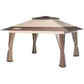Produktbild: Faltpavillon Moskitonetz 4 x 4 m beige, Gartenpavillon mit Rädern und Mückennetz, Partyzelt mit 'One Push'-Technik und verstellbaren Beinen - Wiltec