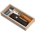 Produktbild: Opinel No 8 Taschenmesser mit XC90 Carbonstahlklinge und braunem Etui in Holzbox