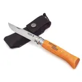 Produktbild: Opinel Taschenmesser, Größe 8, Carbon nicht rostfrei, Etui, Holzbox Geschenkset