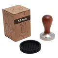 Produktbild: NATUMO Espresso Tamper 51mm mit Holzgriff, Siebträger Zubehör, Kaffe Tamper Set Holz mit Tampermatte