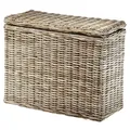 Produktbild: Kobolo Wäschesortierer Wäschesammler - 3 Fächer - Rattan Kubu grau - mit Textilinnenfutter - Sortierer Wäschesack Laundry bin basket Home Room - Braun