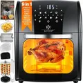 Produktbild: KESSER® XXL Airfryer 9in1 Heißluftfritteuse Fritteuse Drehgrill Rezeptheft Grillspieß 1800 Watt fettfrei grillen 8 Programme inkl. Zubehör - Schwarz