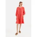 Produktbild: camel active Sommerkleid Stufenkleid mit Knopfleiste Dreiviertelarm rot XL (42/44)