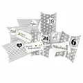Produktbild: DIY Adventskalender Christkind zum Befüllen grau Sterne/Streifen,Ziffern schwarz