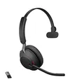 Produktbild: Jabra Evolve2 65 Wireless PC Headset – Noise Cancelling UC Certified Mono Headphones with Long-Lasting Battery – USB-A Bluetooth Adapter – Black