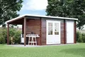 Produktbild: Alpholz Gartenhaus Maria mit Anbau & Schleppdach aus naturbelassenem Holz 598 x 272 cm mit 28 mm Wandstärke