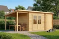 Produktbild: Alpholz Gartenhaus Maria mit Anbau & Schleppdach aus naturbelassenem Holz 598 x 272 cm mit 28 mm Wandstärke