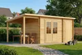 Produktbild: Alpholz Gartenhaus Holz Maria mit Anbau & Schleppdach, BxT: 598x272 cm, in Naturbelassen mit 28mm Wandstärke