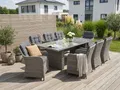 Produktbild: KONIFERA Garten-Essgruppe »Menorca«, (Set, 25-tlg., 8x Sessel, 1x Tisch 230,8x100x75 cm, inkl. Auflagen, Alu, Polyrattan), Polyrattan, Aluminium, Tischplatte aus 5mm starkem Sicherheitsglas