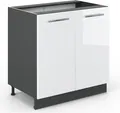Produktbild: Vicco Spülenunterschrank Fame-Line, 80 cm mit Regal, ohne Arbeitsplatte, Weiß Hochglanz/Anthrazit