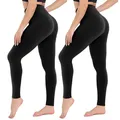 Produktbild: 2er Pack Leggings Damen Schwarz High Waist Sportleggins Blickdicht Sporthose ...