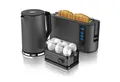 Produktbild: Arendo Frühstücks-Set (3-tlg), Edelstahl Wasserkocher 1,5l, Langschlitz Toaster, Eierkocher Cool Grey