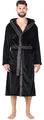 Produktbild: Herren Bademantel lang mit Gürtel LA40221 Schwarz/Graphit, XXL