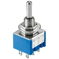 Produktbild: Miniatur-Kippschalter, 2 x um, 6 A/125 V oder 3 A/250 V, mit Mittelstellung