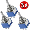Produktbild: 3 x Kippschalter Wechselschalter Umschalter Miniatur EIN AUS EIN 6 Pins Lötösen