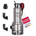 Produktbild: T.I.P. Schmutzwasser Tauchpumpe - Baupumpe Edelstahl (19.500l/h Fördermenge, 10,5m Förderhöhe, 1,05bar Druck, 1.200W, 40mm Korngröße, Waschlauge geeignet, Flüssigkeit bis 95°C)Extrema 300/10 IX,30072