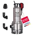 Produktbild: T.I.P. Schmutzwasser Tauchpumpe  Baupumpe Edelstahl 19.500l/h Fördermenge, 10...
