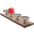 Produktbild: Mango Advents Kerzenhalter für 4 Kerzen - 48 x 12 cm - Holz Alu Kerzenständer mit Rinde