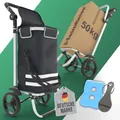 Produktbild: Heimfleiss® Einkaufstrolley klappbar mit 56L Volumen | Einkaufswagen klappbar mit 50kg Traglast | Leichte Einkaufstasche mit Rollen | Hackenporsche Shopping Trolley Groß mit Kühlfach