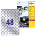 Produktbild: AVERY Zweckform L6129–20 silber schwer Pflicht wetterfest Etiketten für Laserdrucker (30 mm Dia Runde Etiketten, 48 Etiketten pro A4 Blatt, 20 Blatt)
