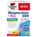 Produktbild: Doppelherz Magnesium 500 + B12 2-Phasen - Hochdosiert mit 500 mg Magnesium pro Depot-Tablette - vegan - 120 Tabletten